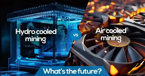 Hydro cooled bitcoin miner and air cooled bitcoin miner cooling system comparison